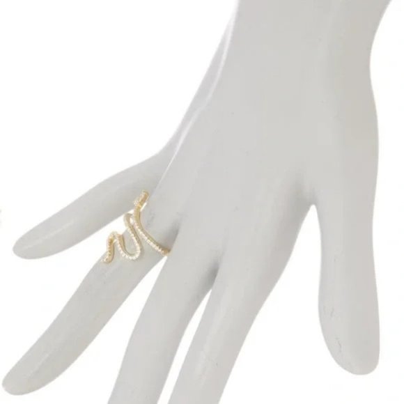 🆕 | Adornia | 14k Gold Plated Swarovski Crystal Accented | Winding Snake Ring - Picture 2 of 4